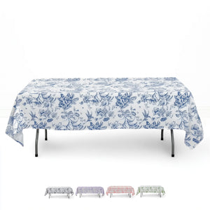 Polyester Rectangular Tablecloth 60"x102" White with French Toile Pattern - By TCF Linens