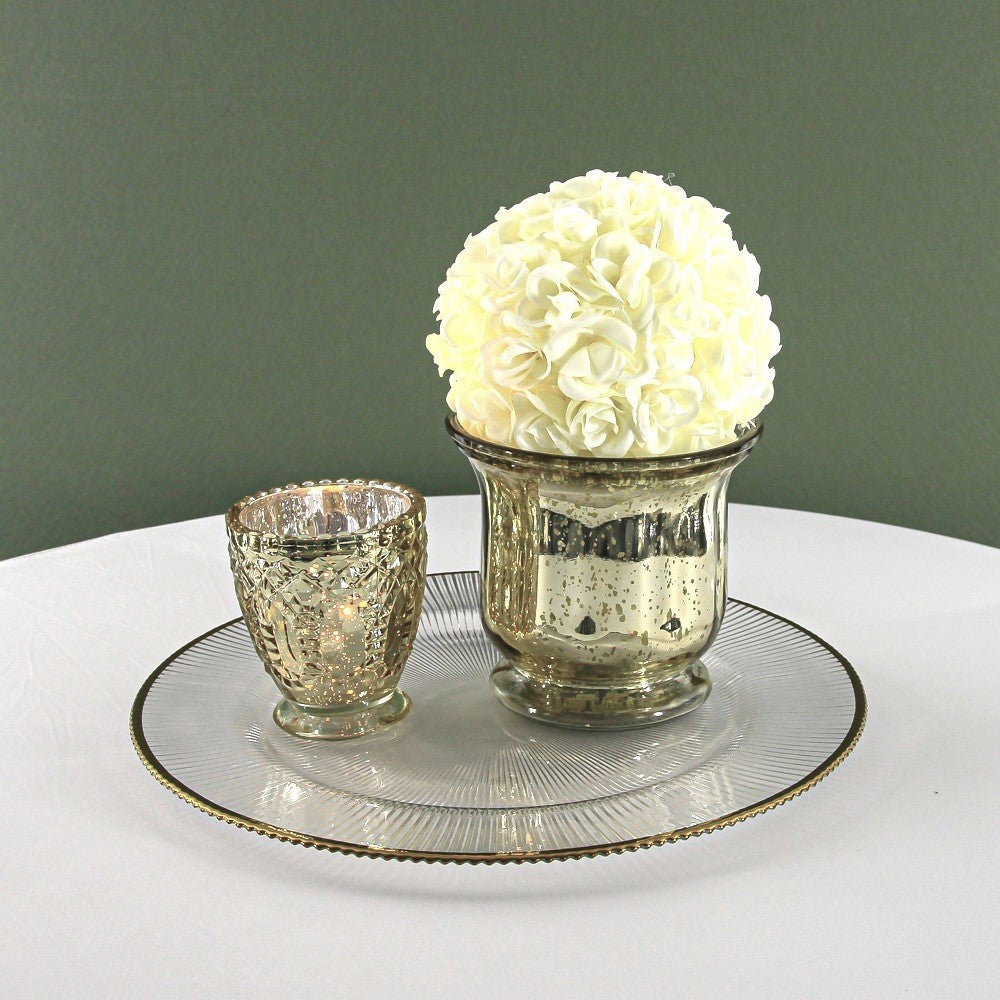 White Cream Rose Pomander Kissing Ball 6"