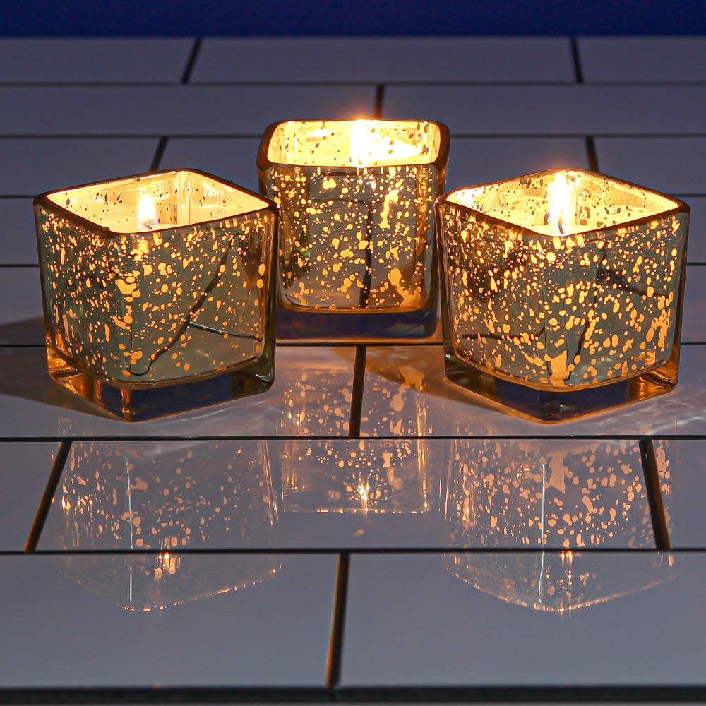 Richland Metallic Gold Mercury Square Votive Holder