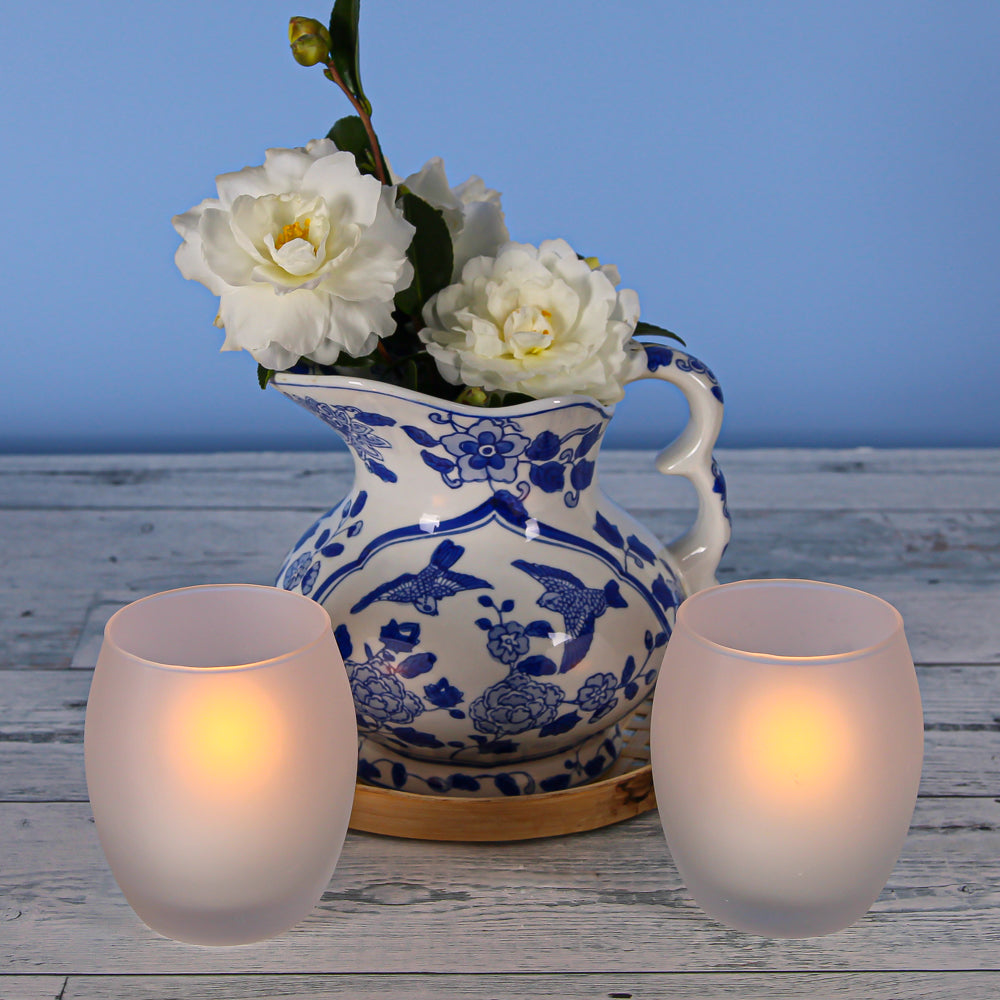 eastland grande hurricane votive candle holder frosted set of 12