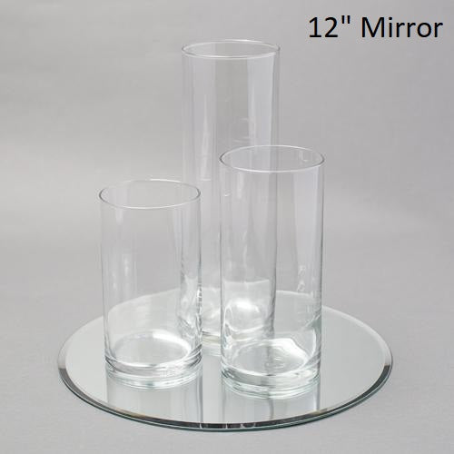 Eastland Round Mirror and Cylinder Vase Centerpiece with Richland 3" Floating Candles Set of 84