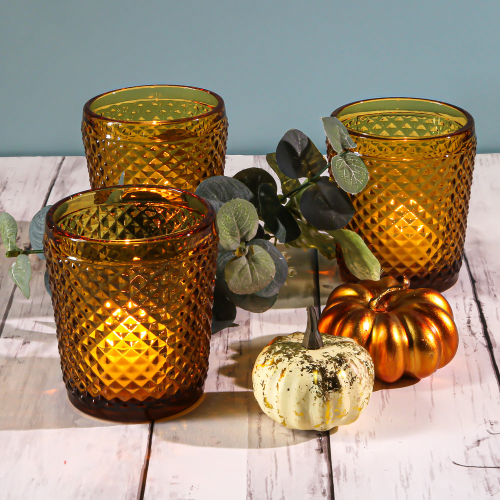 Richland Diamond Candle Holder Amber Set of 48