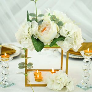 Set of 2 Gold Metal Flower Stands 8" – Square Geometric Frame for Wedding Centerpiece Display - By TCF Linen