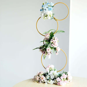 3ft Gold Metal 4-Tier Hoop Pillar Stand – Wedding Wreath Arch and Table Centerpiece - By TCF Linen