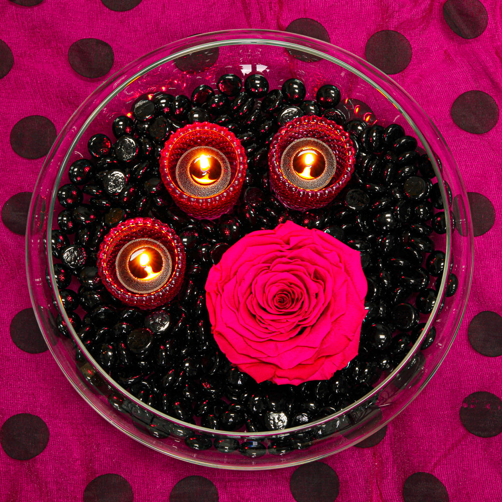 Round Glass Vase Gems Black 18 lbs.