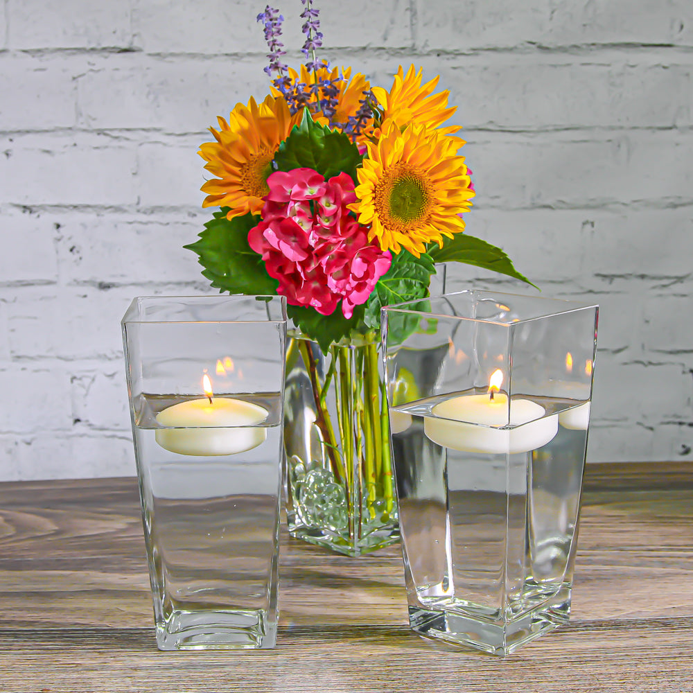 Richland Tapered Square Glass Vase 9" Set of 3