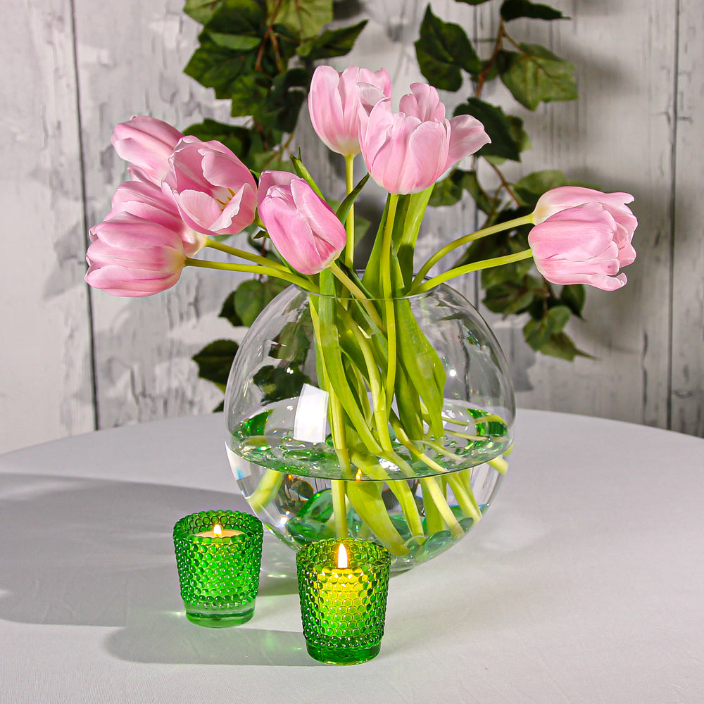 richland votive holder hobnail green set of 12
