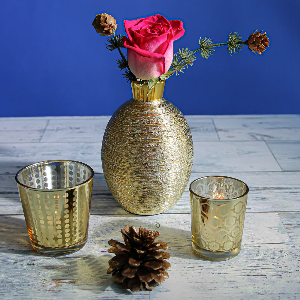 Richland Gold Hexagonal Glass Holder – Small 