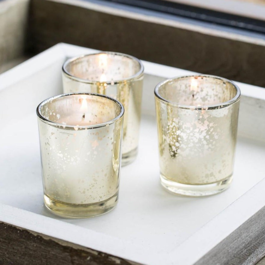Richland Votive Candles & Mercury Votive Holders Set of 72
