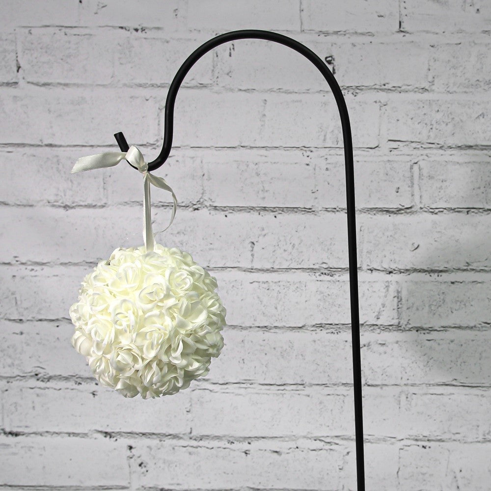 White Cream Rose Pomander Kissing Ball 6"