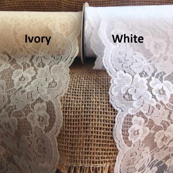 Ivory Lace Ribbon  6" wide x 10 yards