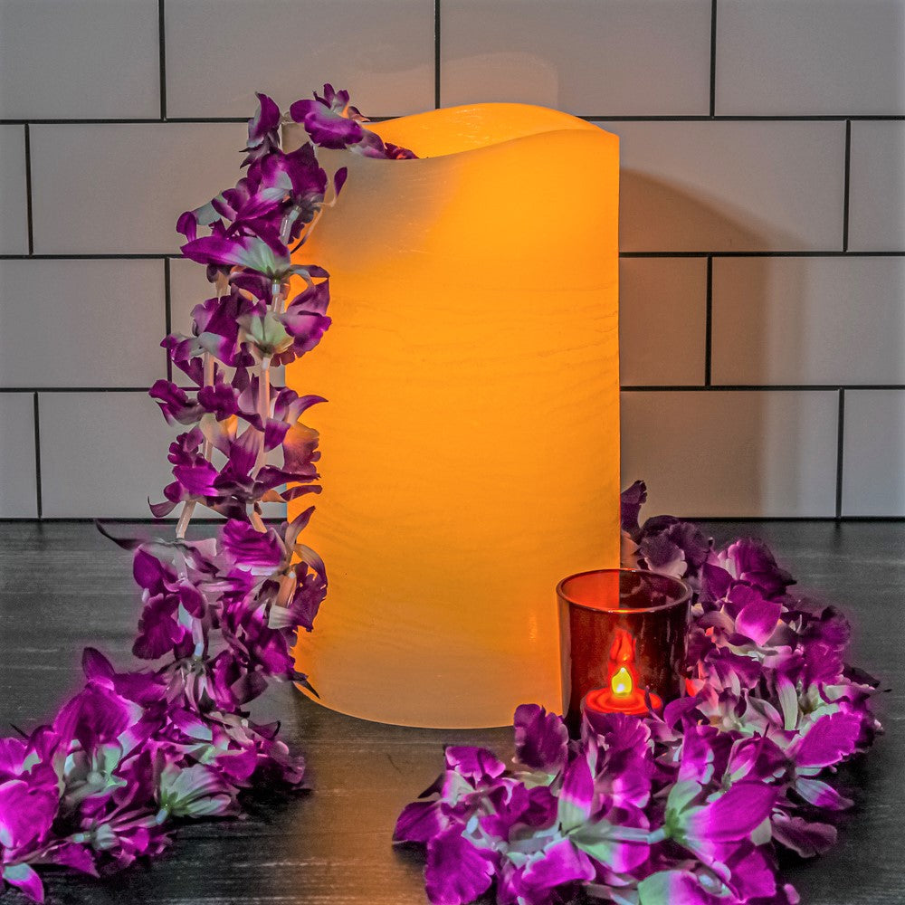 Purple Orchid Flower Leis Set of 12