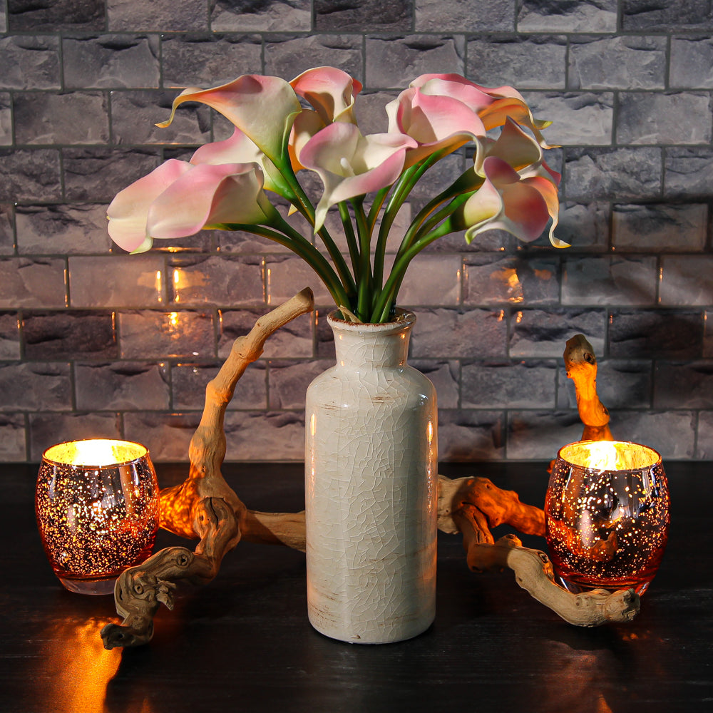 richland grande hurricane votive holder rose gold mercury set of 12