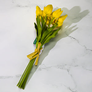 Natural Touch Mini Tulip Bouquet 14in - Yellow