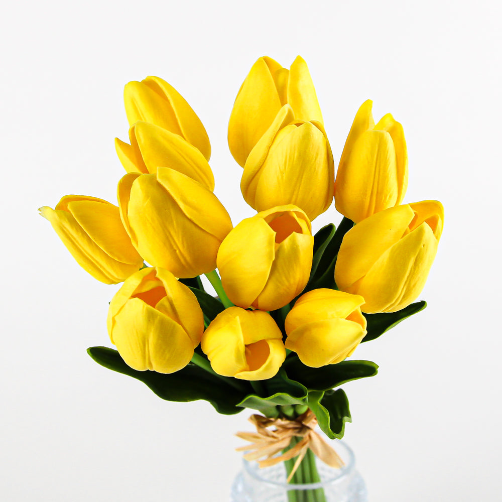 Natural Touch Mini Tulip Bouquet 14in - Yellow
