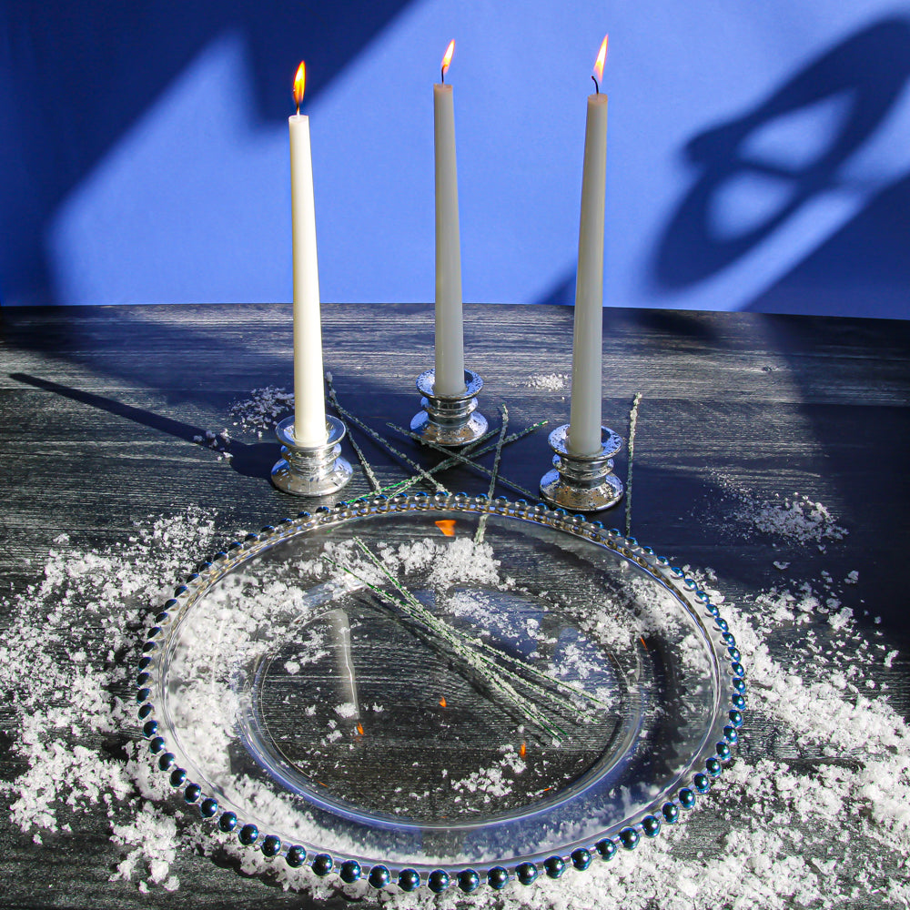 richland 13 blue beaded glass charger plate