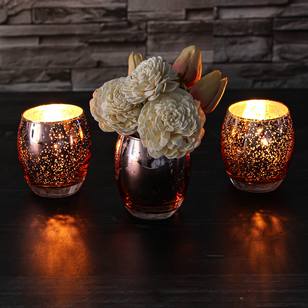 Richland Grande Hurricane Votive Holder Rose Gold Mercury