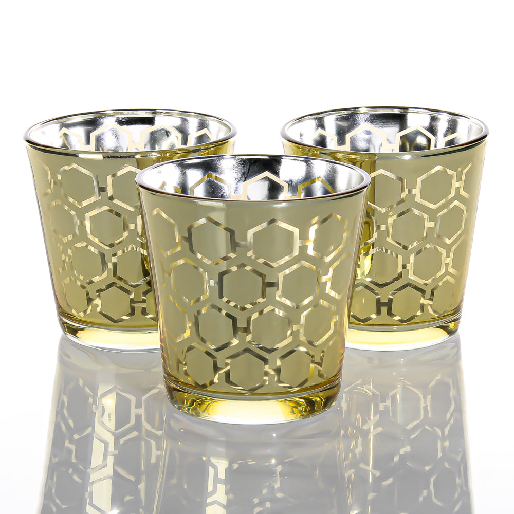 Richland Gold Hexagonal Glass Holder - Medium Set of 48