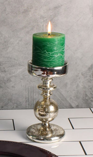 Richland Pillar Holder Unique Mercury Bubble - 7.3"