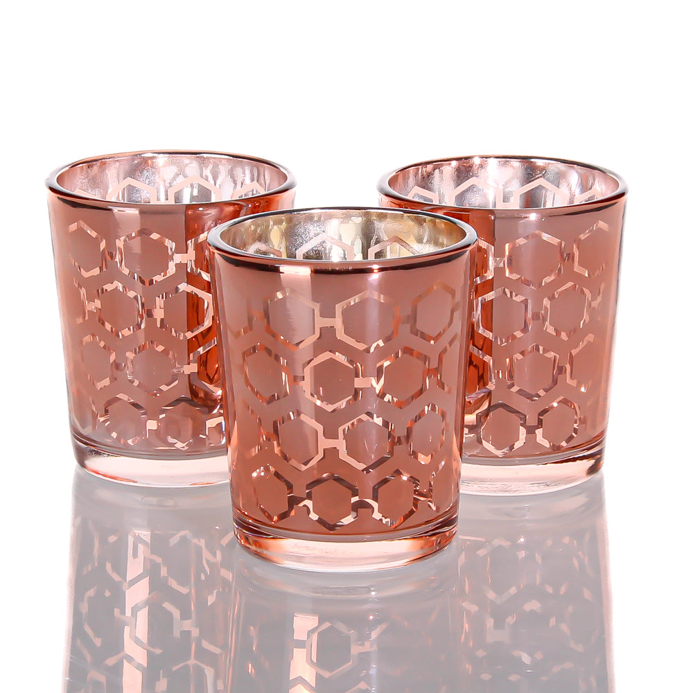 Richland Rose Gold Hexagonal Glass Holder - Small