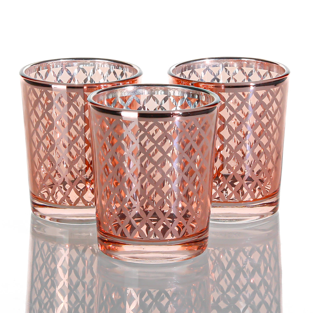 Richland Rose Gold Lattice Glass Holder - Small