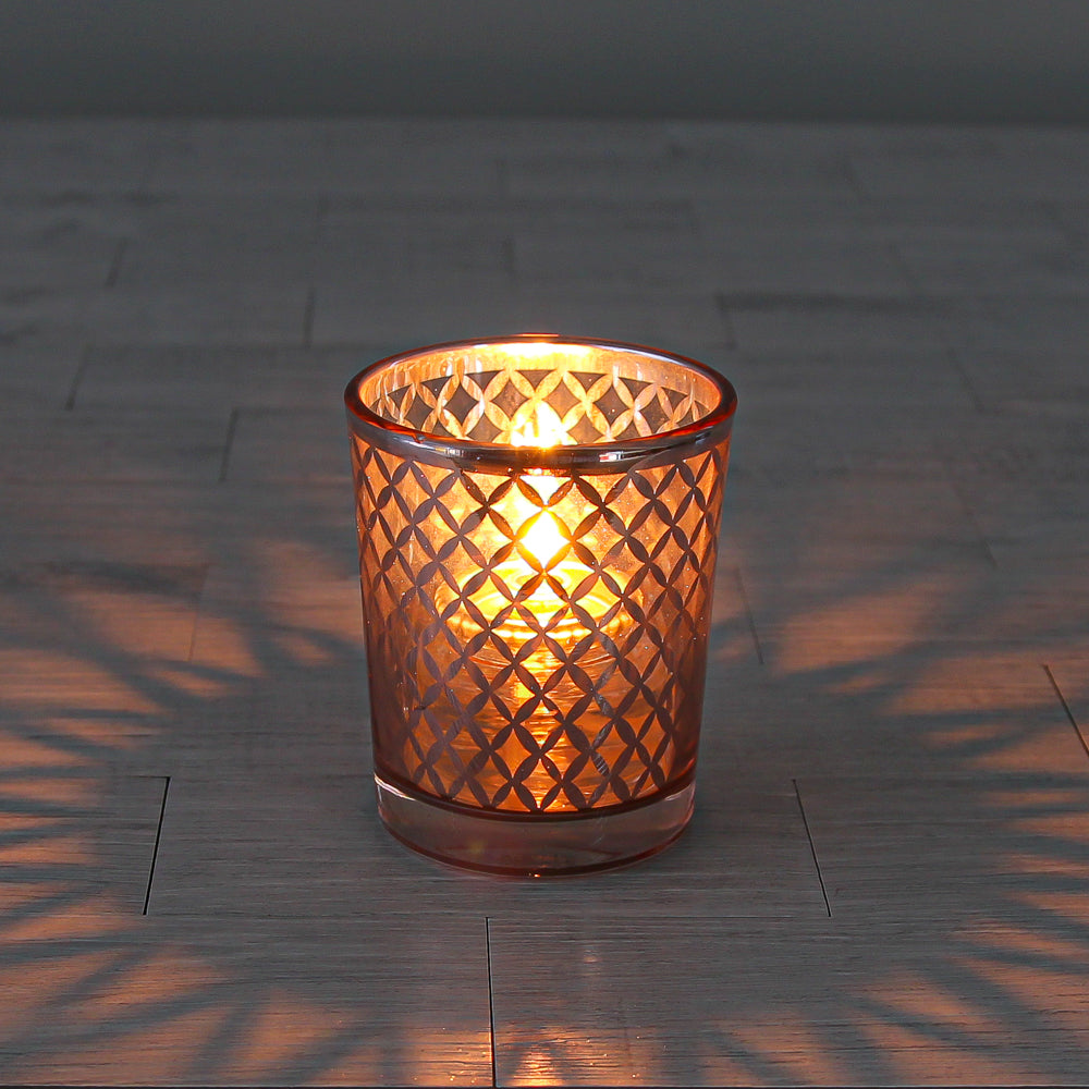 Richland Rose Gold Lattice Glass Holder - Small
