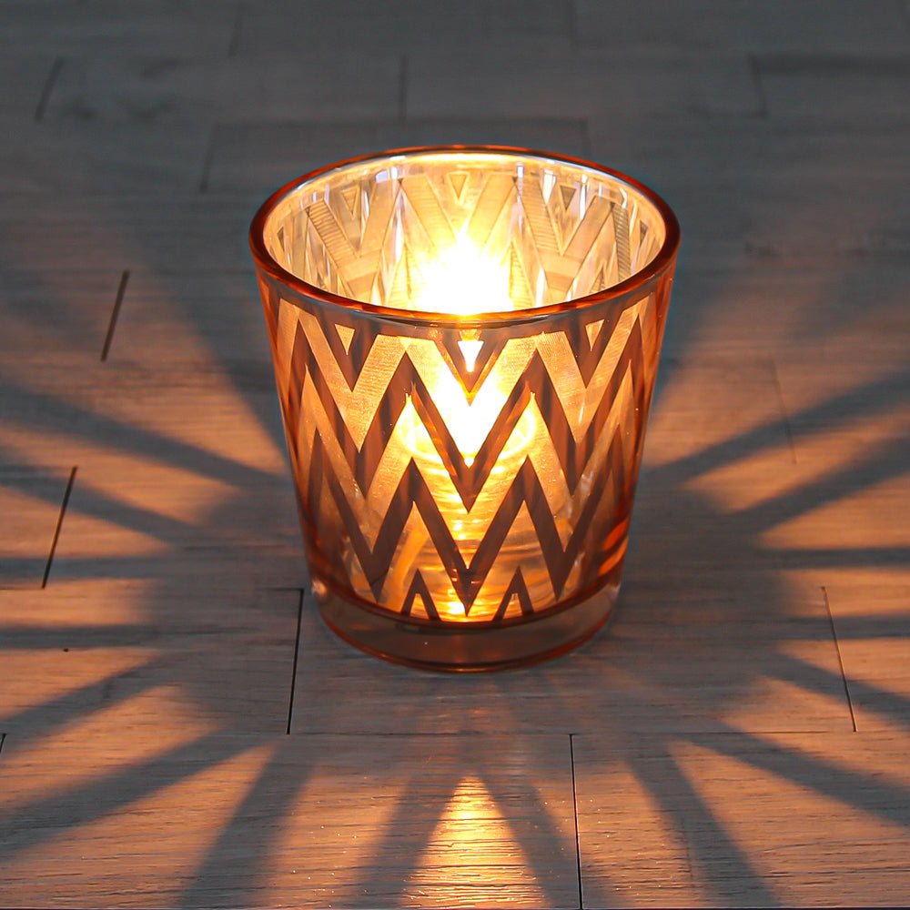 Richland Rose Gold Chevron Glass Holder - Medium