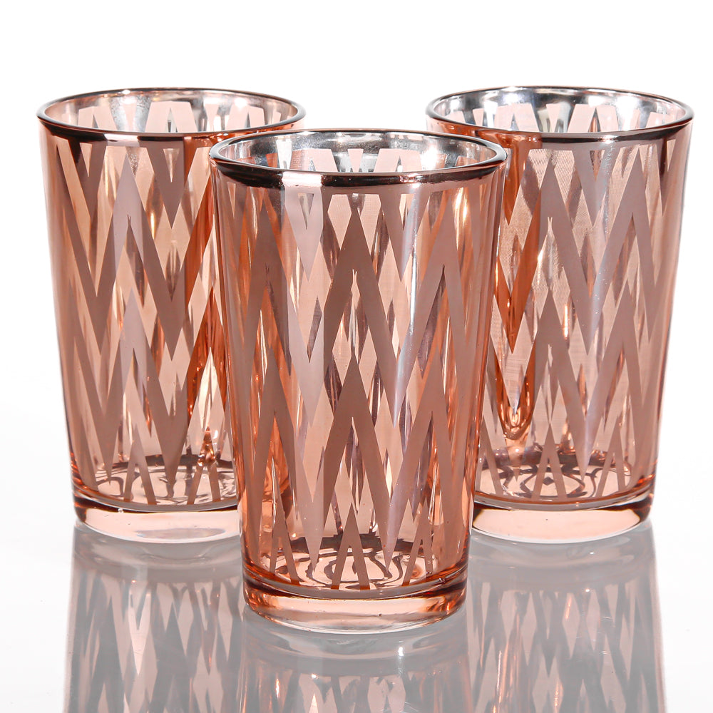 Richland Rose Gold Chevron Glass Holder - Large