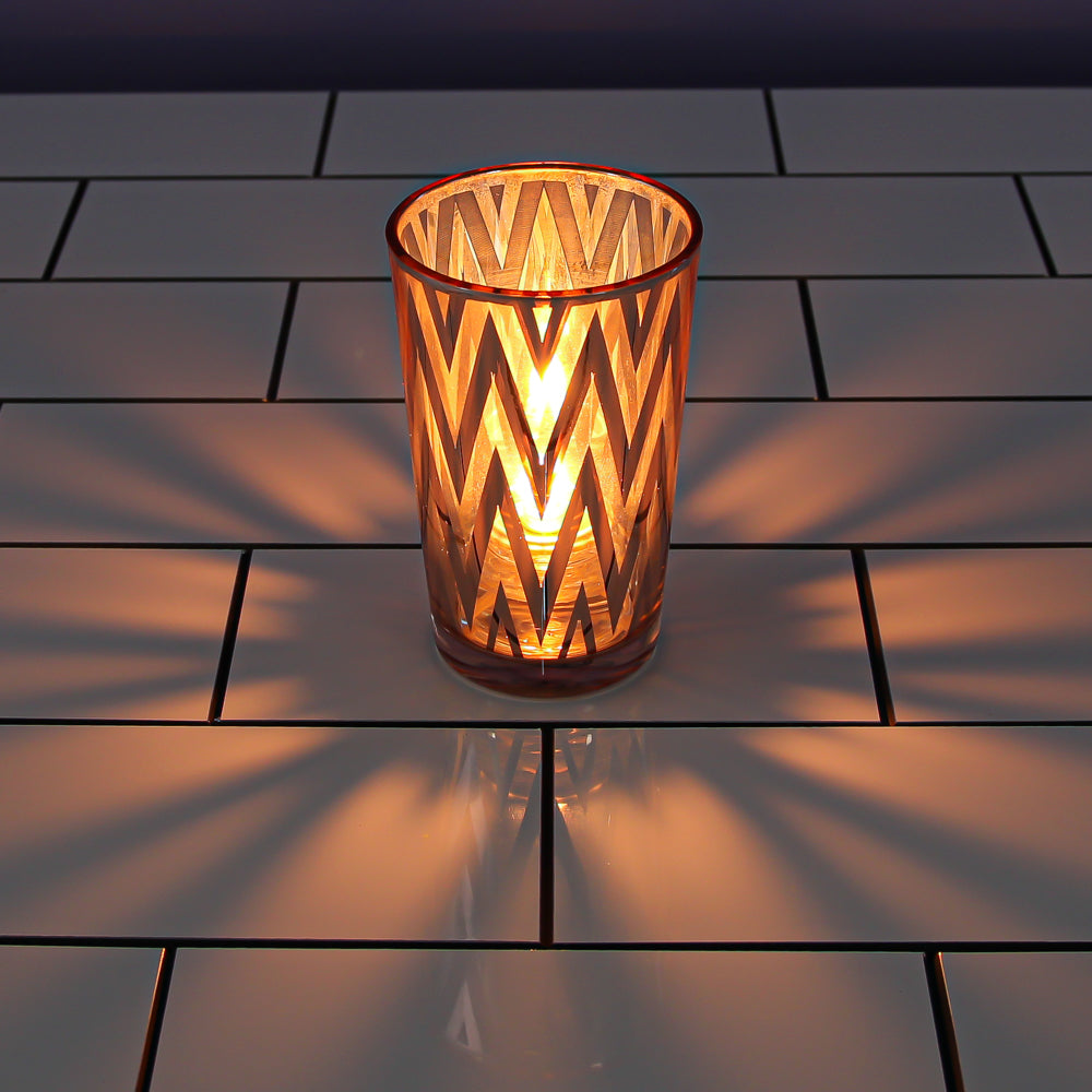 Richland Rose Gold Chevron Glass Holder - Large