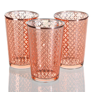 Richland Rose Gold Lattice Glass Holder - Large