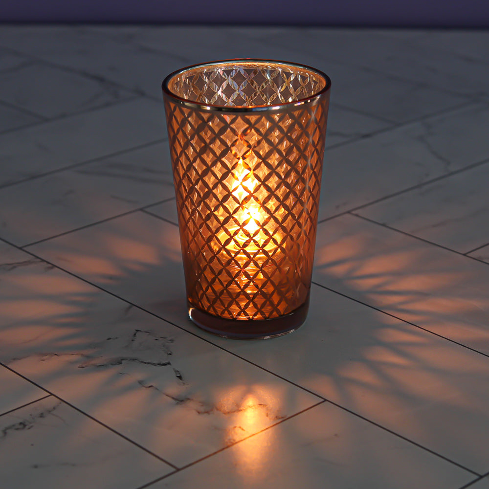 Richland Rose Gold Lattice Glass Holder - Large