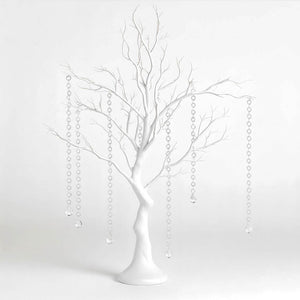 34" Artificial White Manzanita Tree Centerpiece – Easy Assembly with 8 Acrylic Bead Chains - By TCF Linen