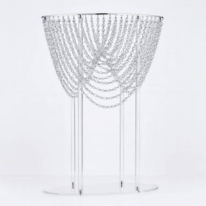 32" Acrylic Wedding Bouquet Pillar Centerpiece – Crystal Chandelier Design Flower Arrangement Stand - By TCF Linen