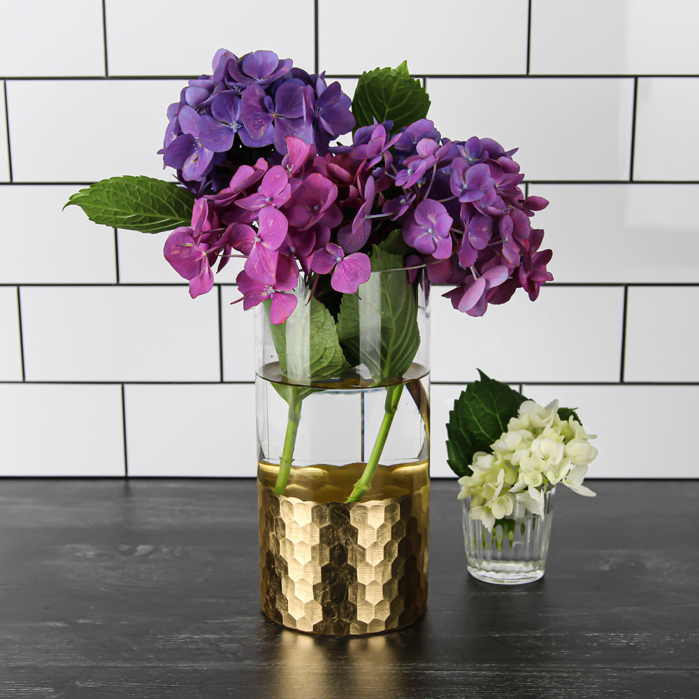 gold honeycomb cylinder vase 8 x 4