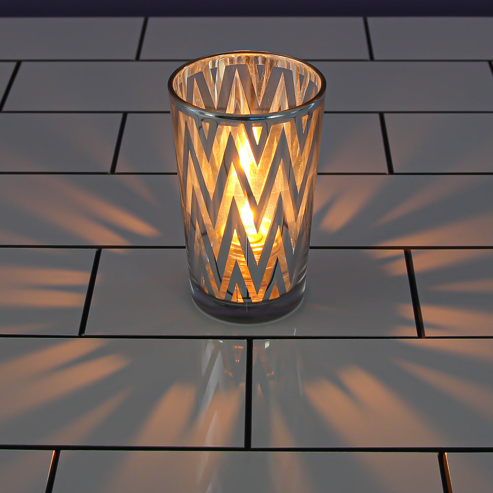 Richland Silver Chevron Glass Holder - Large