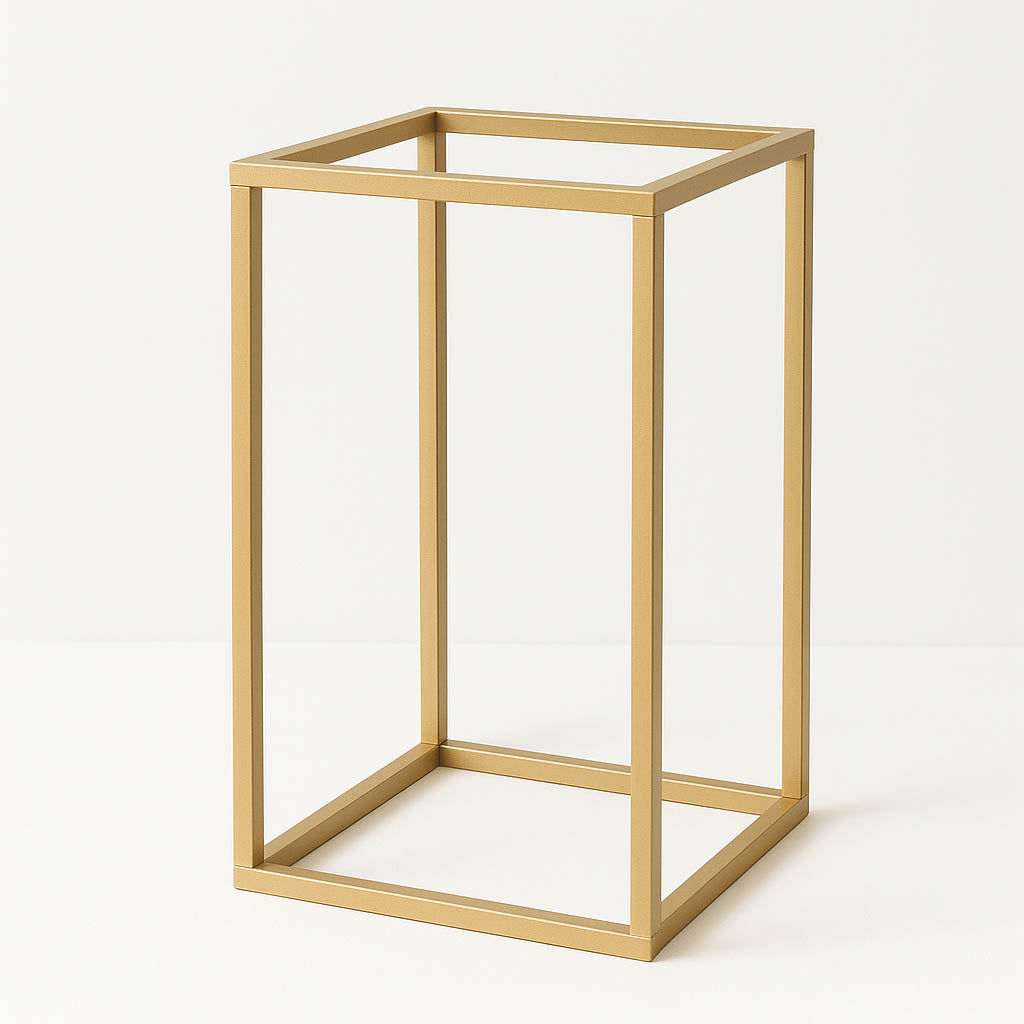 12" Gold Rectangular Metal Flower Stands – 2-Pack Geometric Column Frames for Wedding Arrangements - By TCF Linens