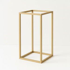 16" Gold Rectangular Metal Flower Stands – 2-Pack Geometric Column Frames for Wedding Arrangements - By TCF Linen