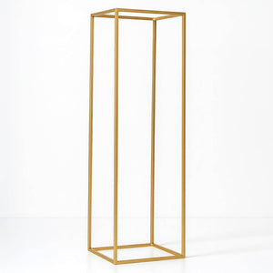 32" Gold Rectangular Metal Flower Stands – 2-Pack Geometric Column Frames for Stylish Flower Displays - By TCF Linen