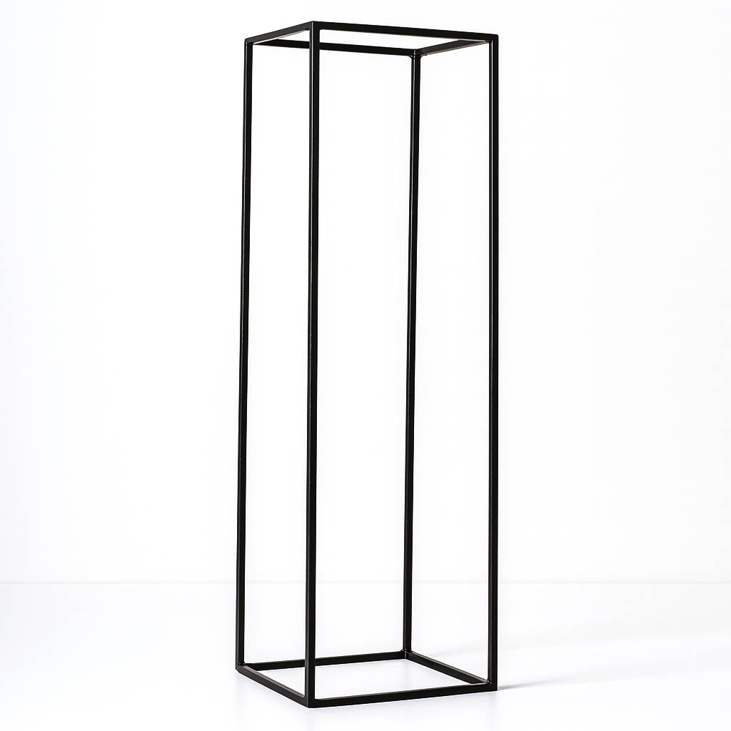 Matte Black 32" Rectangular Metal Flower Stands – 2-Pack Geometric Column Frames for Stylish Tablescapes - By TCF Linens
