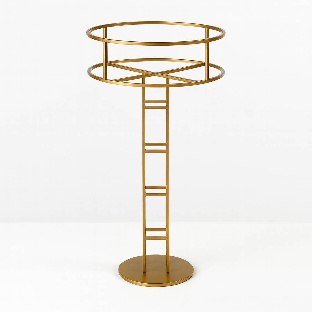 Grand Halo Top 46" Gold Metal Floral Riser – Open Frame Wedding Centerpiece Pedestal - By TCF Linen