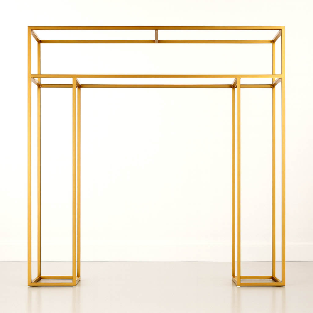 5ft Freestanding Over-the-Table Rod in Gold – Rectangular Double Frame Table Top Stand for Floral or Balloon Décor - By TCF Linen