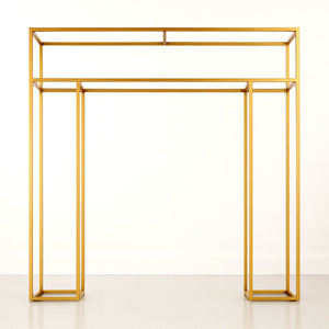 5ft Freestanding Over-the-Table Rod in Gold – Rectangular Double Frame Table Top Stand for Floral or Balloon Décor - By TCF Linen