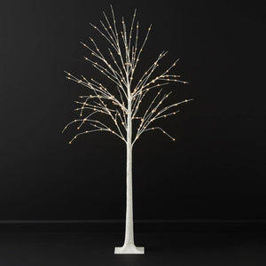Lighted Birch Tree 6ft with 350 LEDs – Dimmable Plug-in White/Warm White Fairy Lights, Remote Timer Included and Detachable Base - By TCF Linen