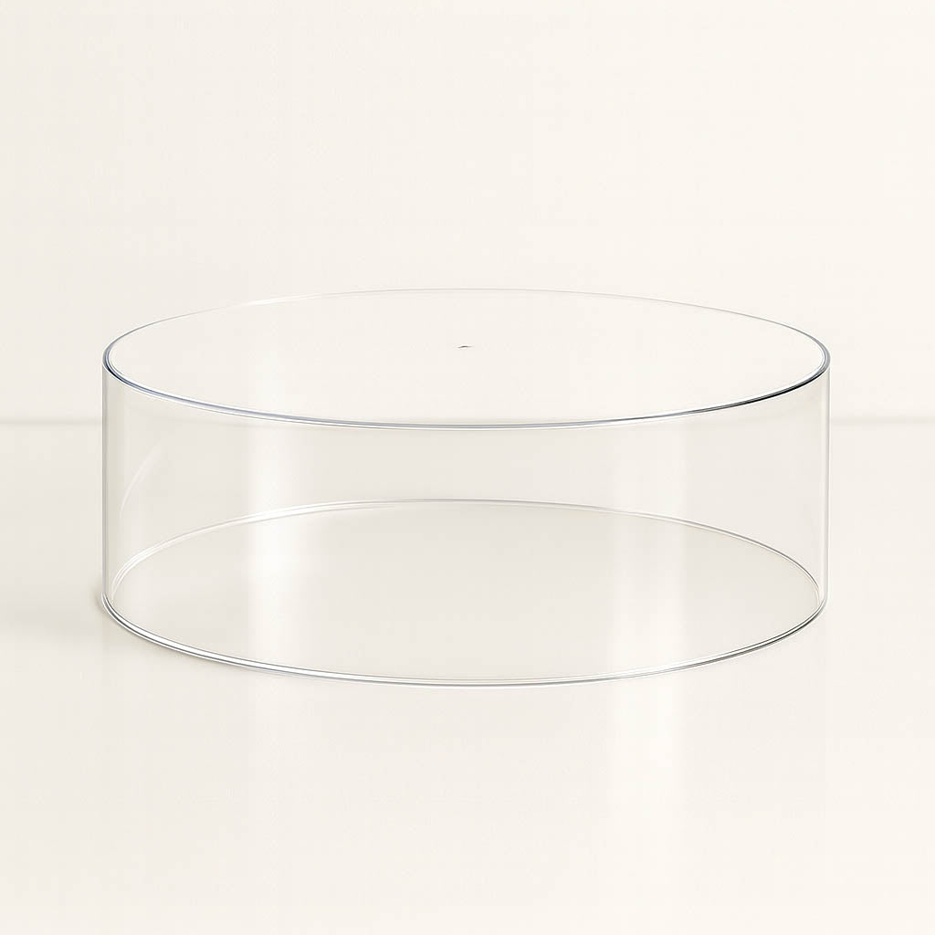 Round 14" Acrylic Cake Stand – Clear Transparent Display Box Fillable Pedestal Riser - By TCF Linens