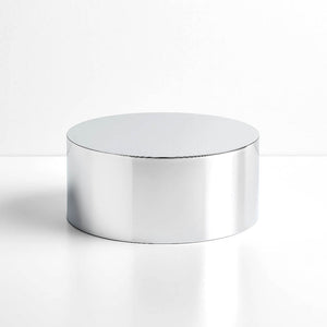 Silver Mirror Finish Acrylic Cake Stand 14" Round – Fillable Display Box Pedestal Riser with Hollow Bottom - By TCF Linen