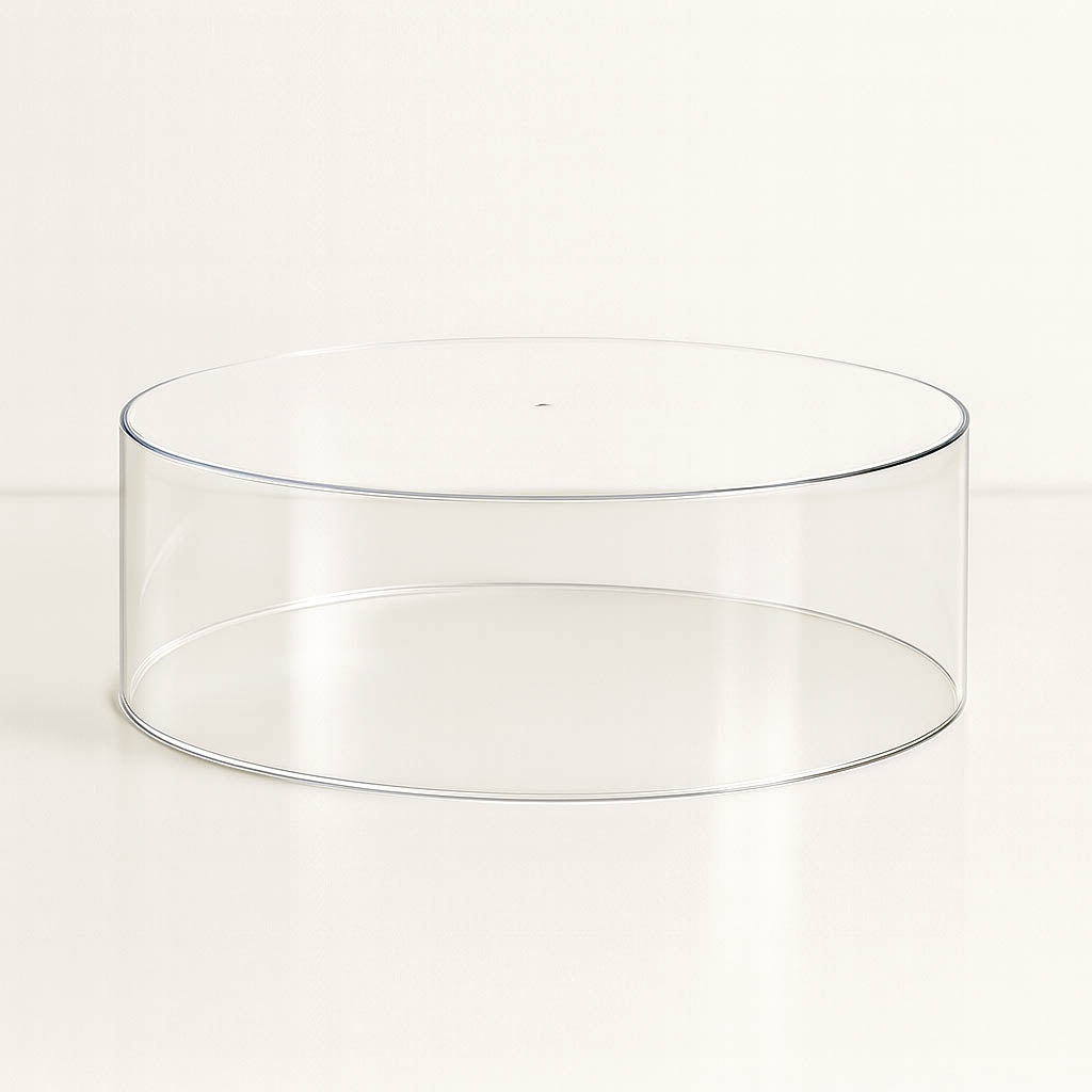 Round 18" Acrylic Cake Stand – Clear Transparent Display Box Fillable Pedestal Riser  - By TCF Linen