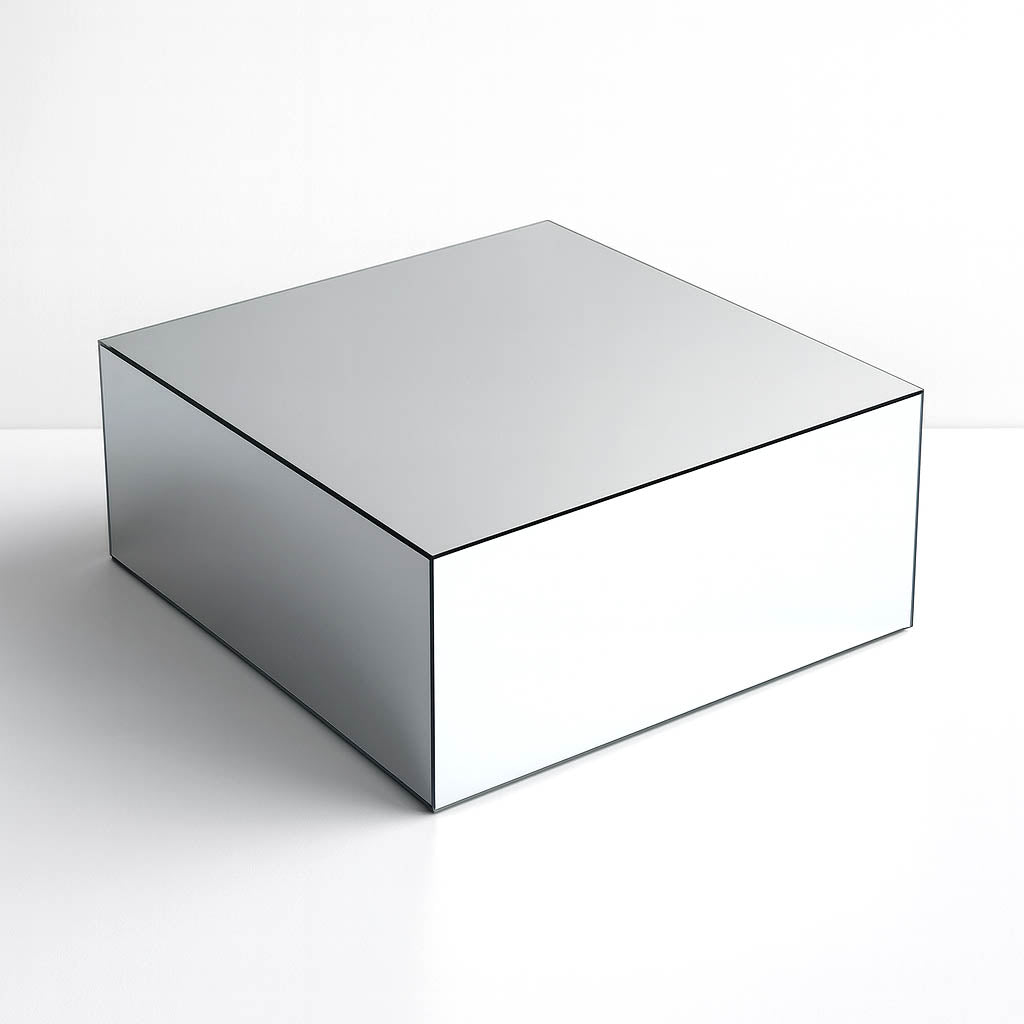 14"x14" Silver Mirror Finish Acrylic Cake Box Stand – Pedestal Riser with Hollow Bottom - By TCF Linen