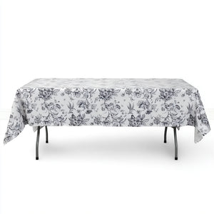 Polyester Rectangular Tablecloth 60"x102" White with French Toile Pattern - By TCF Linens