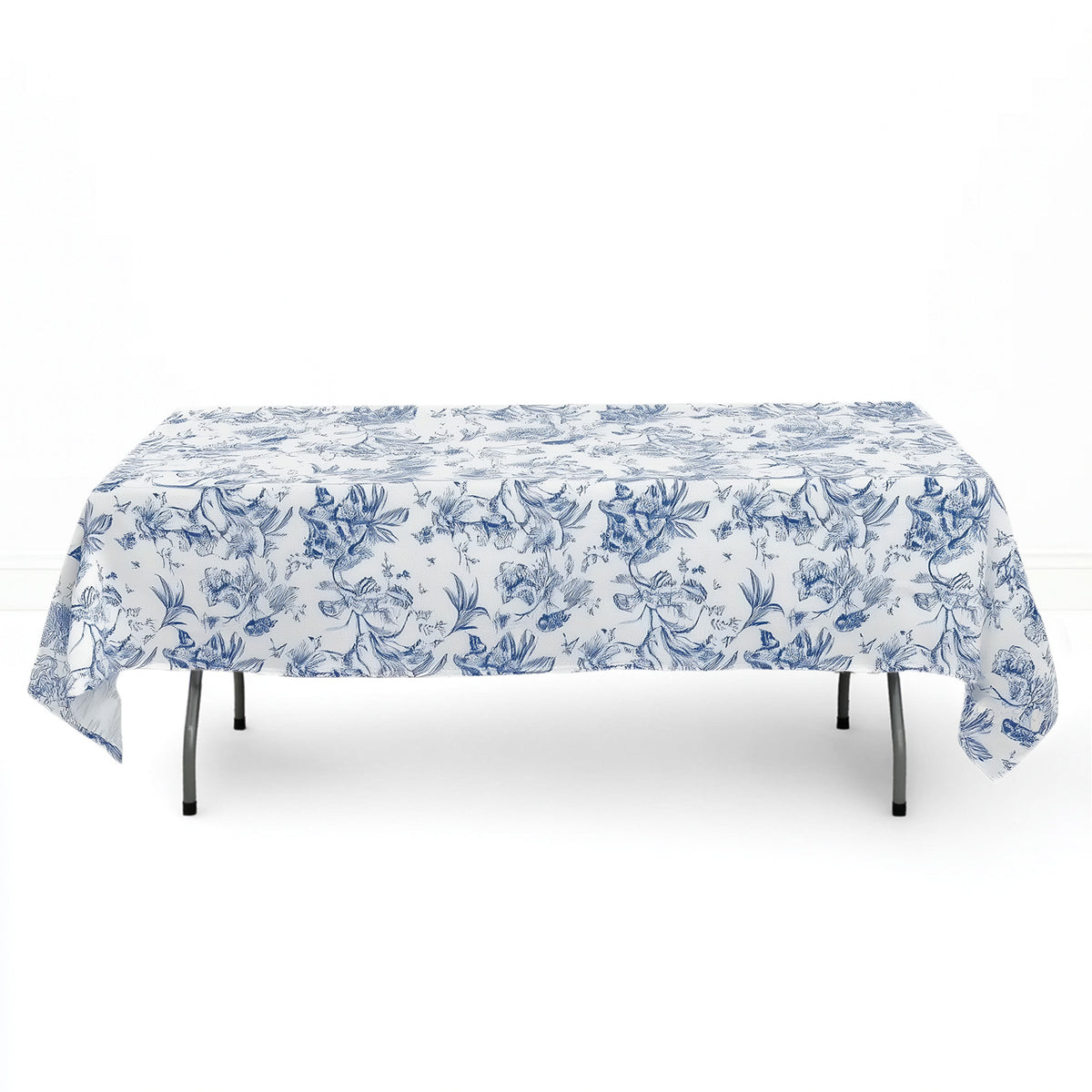 Polyester Rectangular Tablecloth 60"x102" White with French Toile Pattern - By TCF Linens