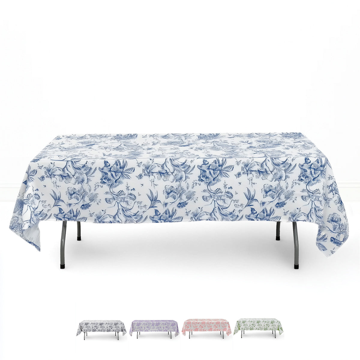 Polyester Rectangular Tablecloth 60"x102" White with French Toile Pattern - By TCF Linens